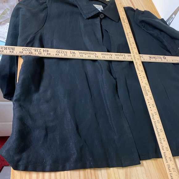 Jet black linen/rayon blazer, jacket - Linea, 1 button, 3/4 sleeves - Picture 5 of 7